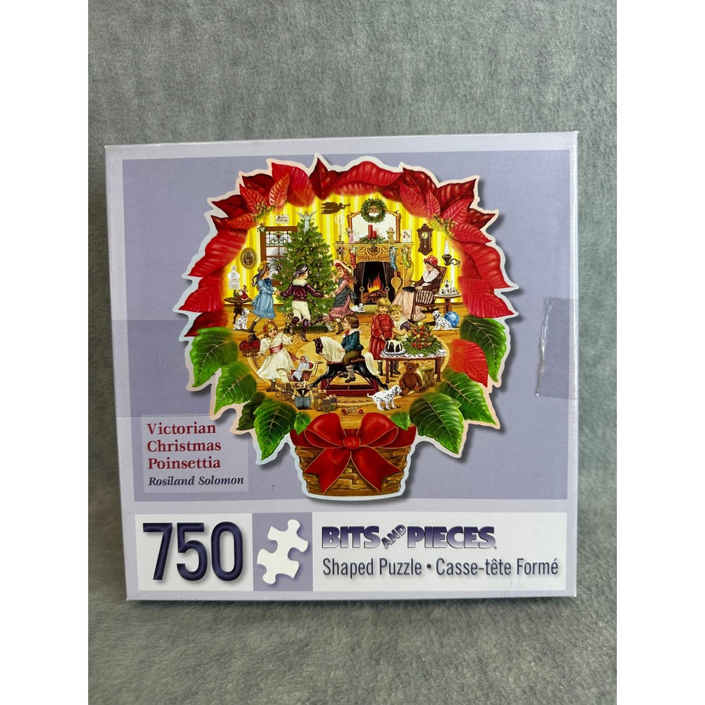 Victorian Christmas Poinsettia‎ Shaped Bits And Pieces Jigsaw Puzzle 750pc